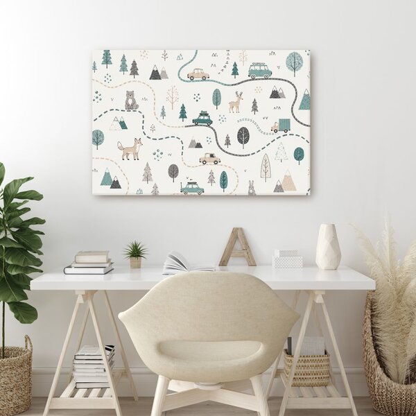Quadro su tela – Sentieri nel bosco e animaletti