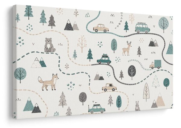 Quadro su tela – Sentieri nel bosco e animaletti