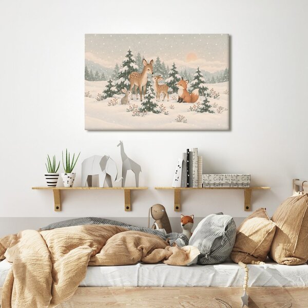 Quadro su tela – Amici invernali nel bosco