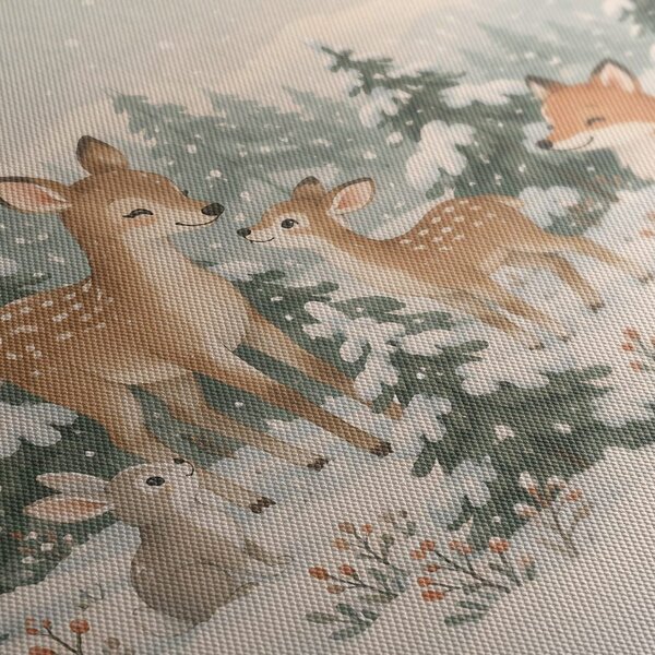 Quadro su tela – Capriolo con volpe nella neve