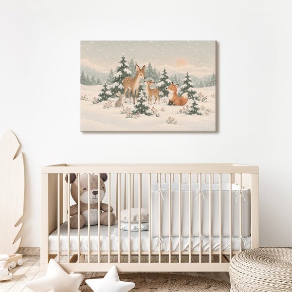 Quadro su tela – Amici invernali nel bosco
