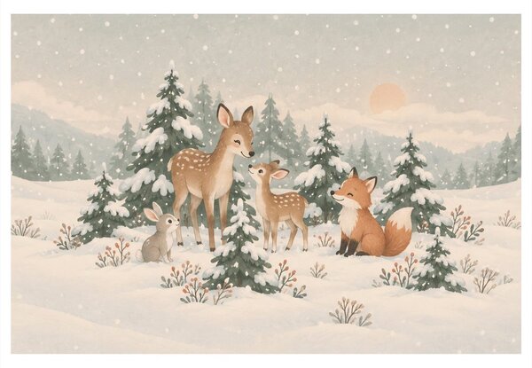 Quadro su tela – Amici invernali nel bosco