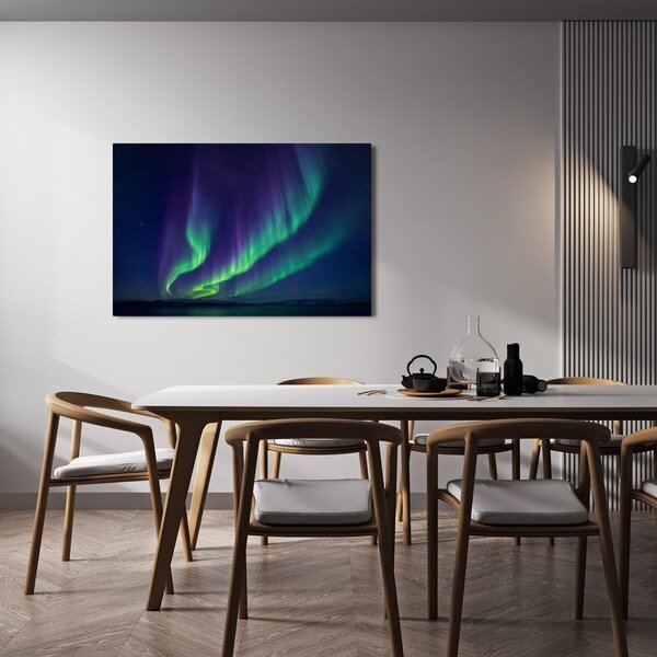 Quadro su tela – Aurora boreale all’orizzonte