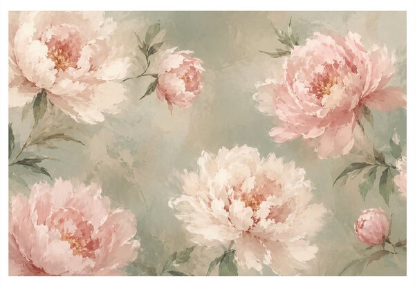 Quadro su tela – Peonie delicate nei toni pastello
