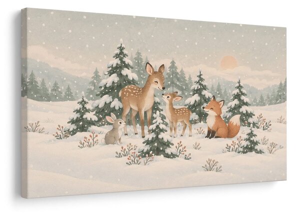 Quadro su tela – Amici invernali nel bosco