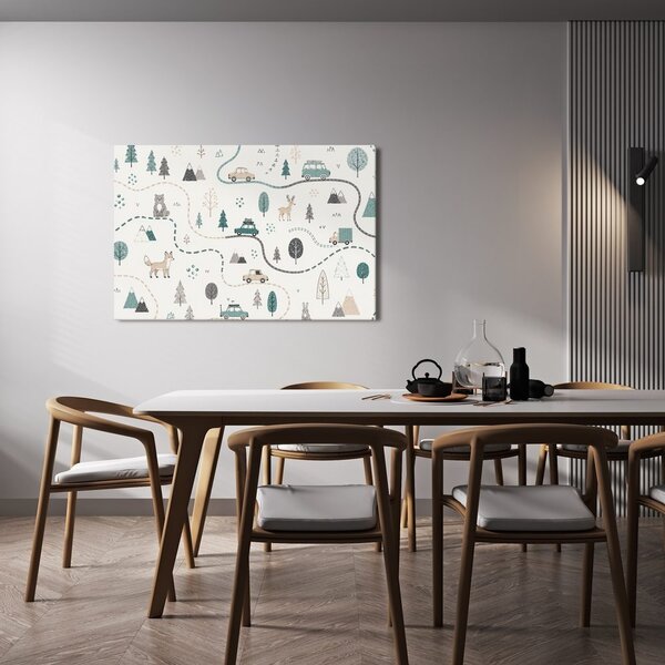 Quadro su tela – Sentieri nel bosco e animaletti