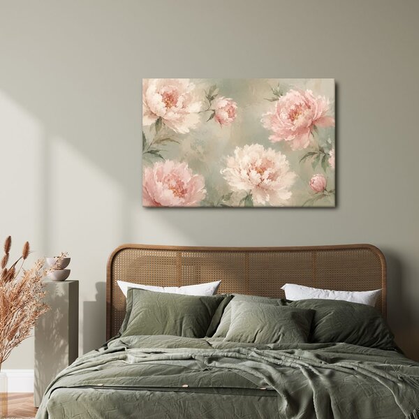 Quadro su tela – Peonie delicate nei toni pastello
