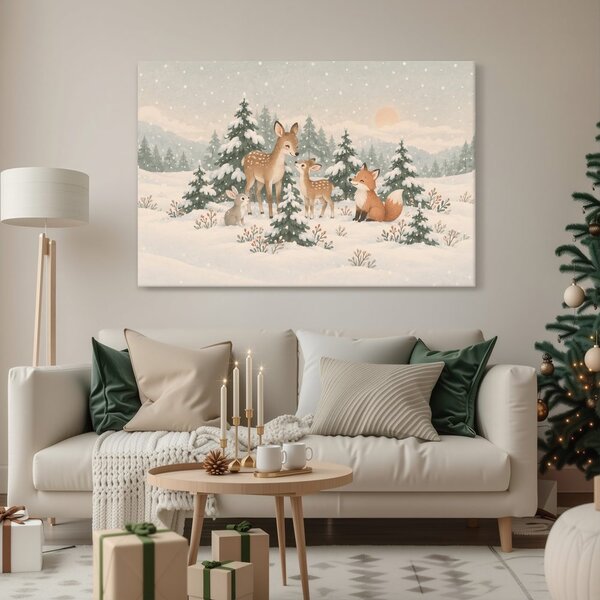 Quadro su tela – Amici invernali nel bosco