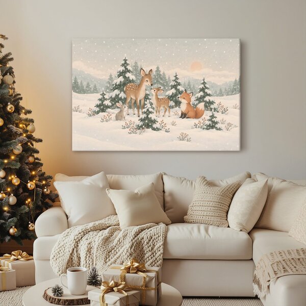 Quadro su tela – Amici invernali nel bosco