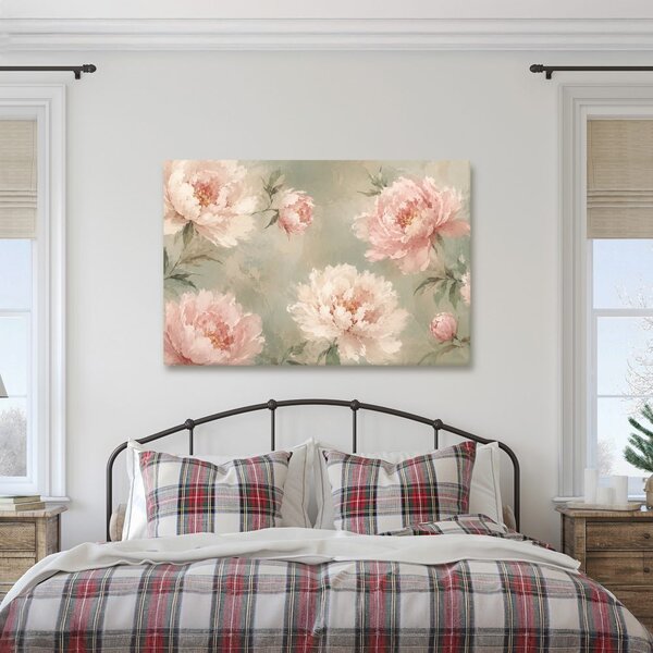 Quadro su tela – Peonie delicate nei toni pastello