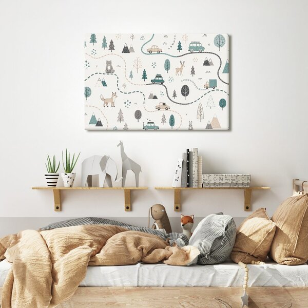 Quadro su tela – Sentieri nel bosco e animaletti