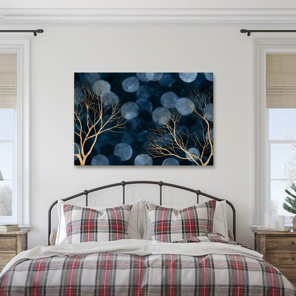 Quadro su tela – Alberi dorati sul blu