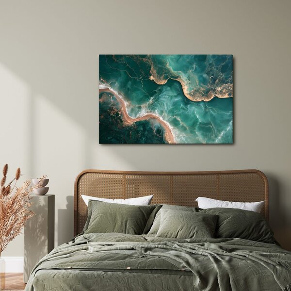 Quadro su tela – Costa turchese con oro