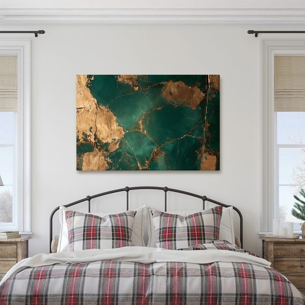 Quadro su tela – Texture turchese con oro