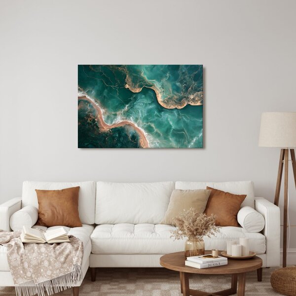 Quadro su tela – Costa turchese con oro
