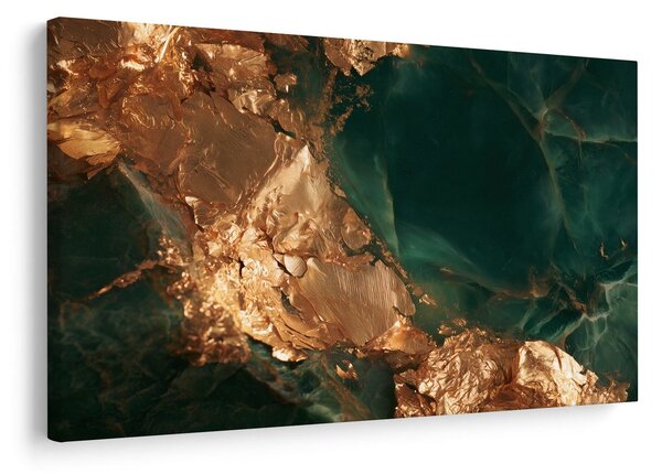 Quadro su tela – Astrazione dorata nella profondità smeraldo