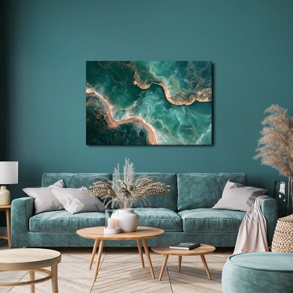 Quadro su tela – Costa turchese con oro