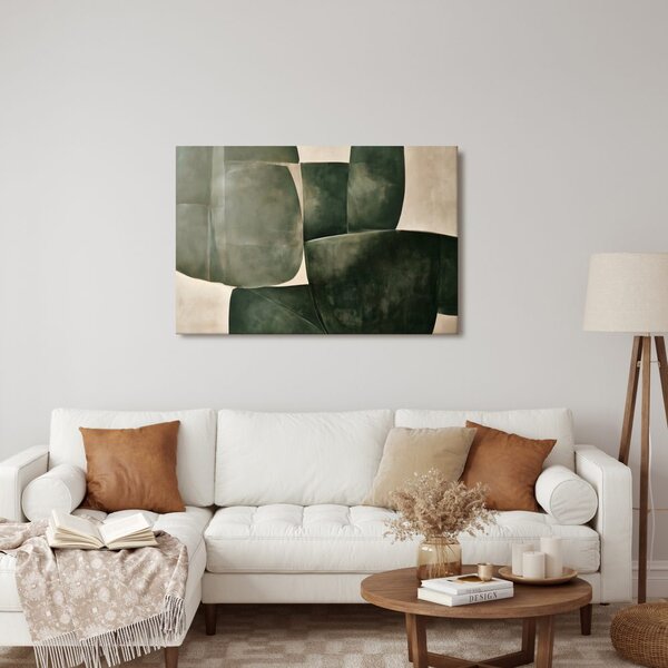 Quadro su tela – Astrazione verde dalle linee curve