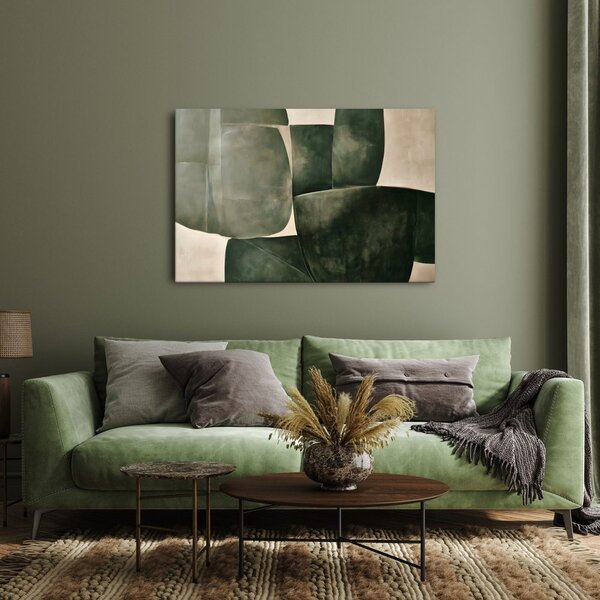 Quadro su tela – Astrazione verde dalle linee curve