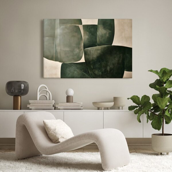 Quadro su tela – Astrazione verde dalle linee curve