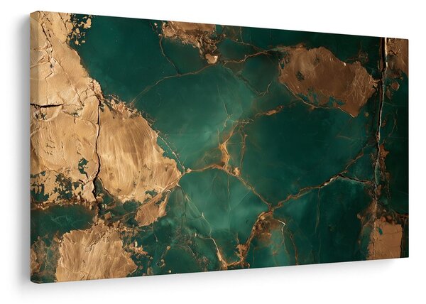 Quadro su tela – Texture turchese con oro