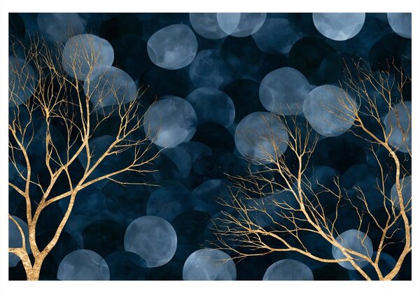 Quadro su tela – Alberi dorati sul blu