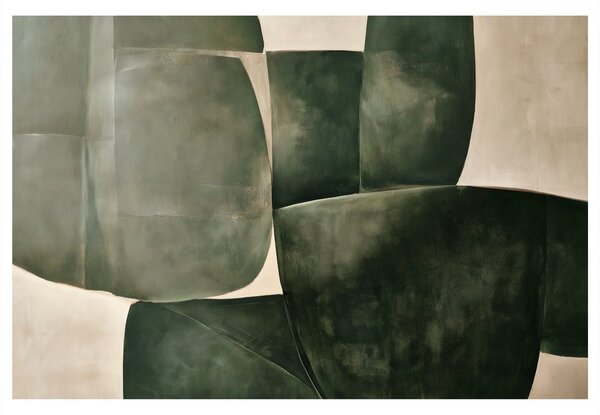 Quadro su tela – Astrazione verde dalle linee curve