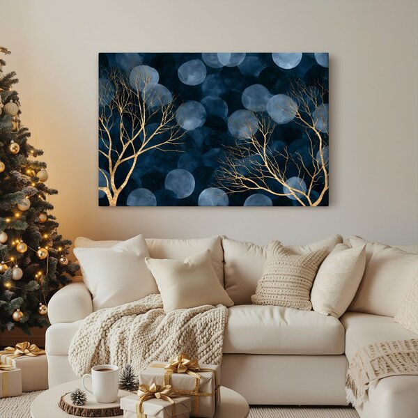 Quadro su tela – Alberi dorati sul blu