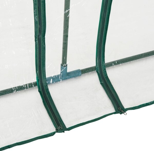 Serra da Giardino a Tunnel in PVC con 4 Porte Avvolgibili in Acciaio e PVC Trasparente 400x100x80 cm
