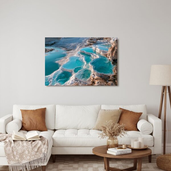 Quadro su tela – Cascate di travertino turchese