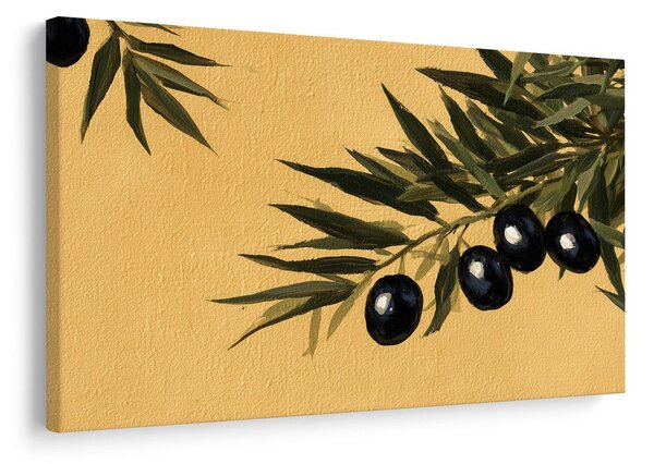 Quadro su tela – Olive nere su ramo dorato