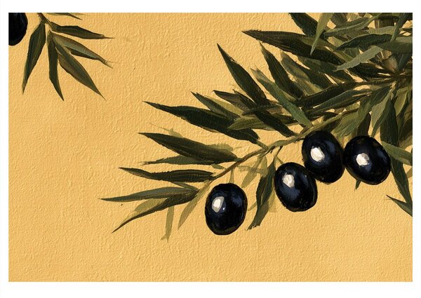 Quadro su tela – Olive nere su ramo dorato
