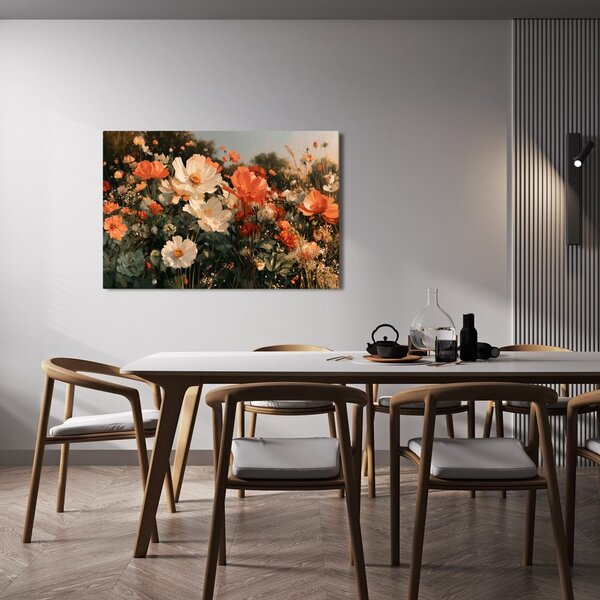 Quadro su tela – Prato fiorito dai toni caldi