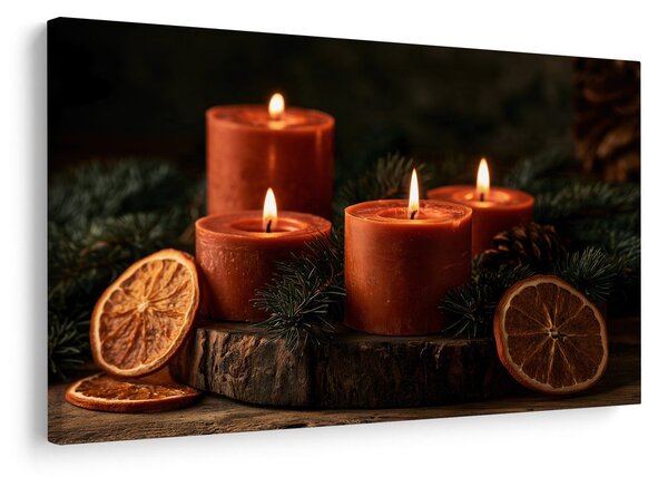 Quadro su tela – Candele natalizie con arance
