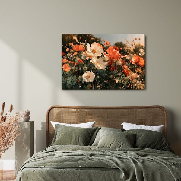 Quadro su tela – Prato fiorito dai toni caldi