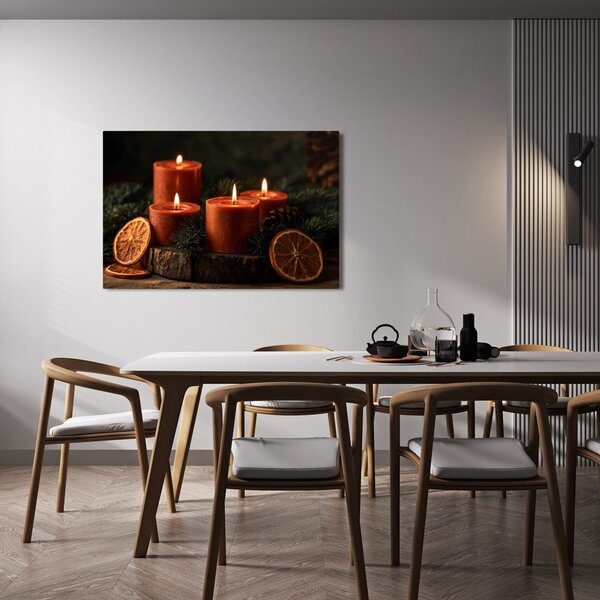 Quadro su tela – Candele natalizie con arance