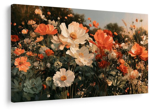 Quadro su tela – Prato fiorito dai toni caldi