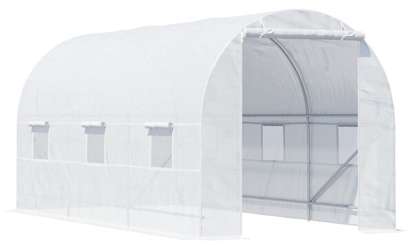 Serra da Giardino a Tunnel per Piante in PE con Tubi in Ferro Bianco 450x200x200 cm
