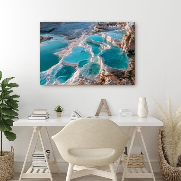 Quadro su tela – Cascate di travertino turchese