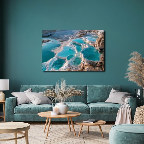 Quadro su tela – Cascate di travertino turchese