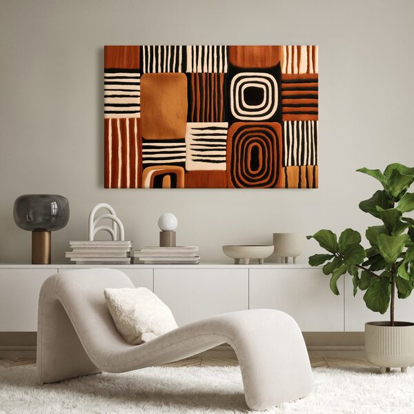 Quadro su tela – Linee etniche astratte nei toni della terra