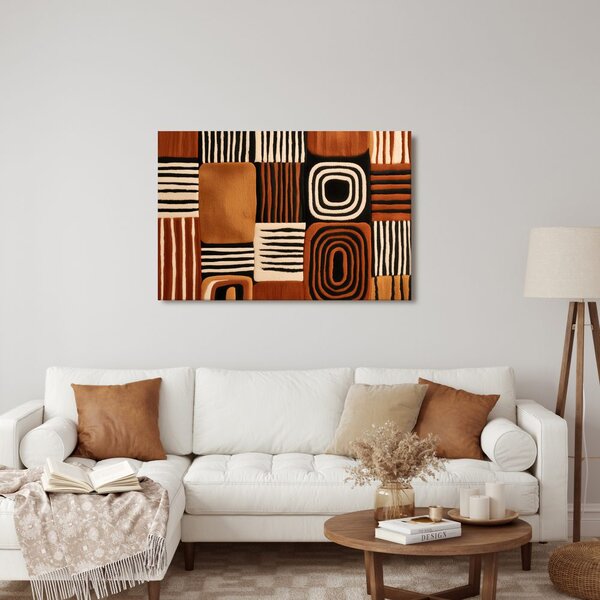 Quadro su tela – Linee etniche astratte nei toni della terra