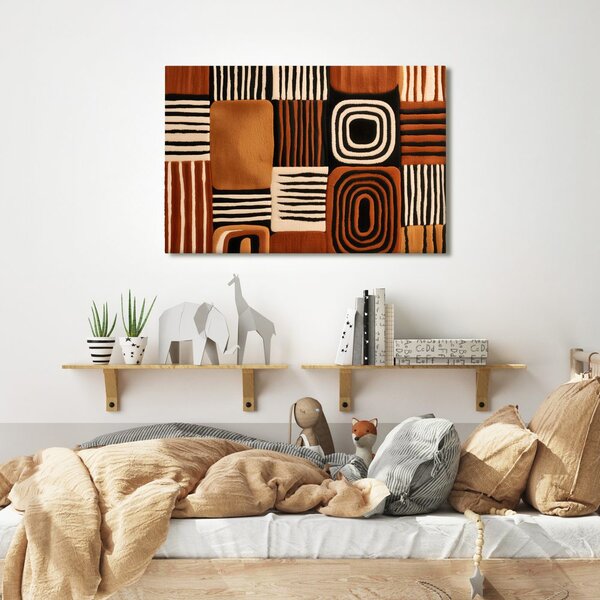 Quadro su tela – Linee etniche astratte nei toni della terra