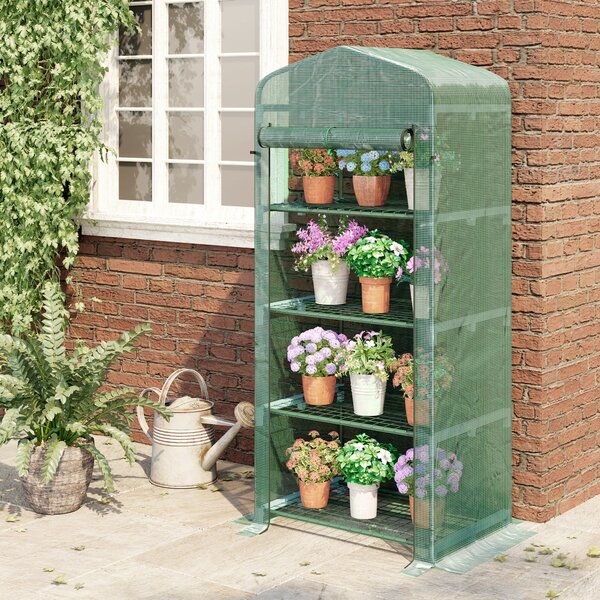 Serra da Giardino per Piante con 4 Ripiani in PE 70x50x160 cm Verde