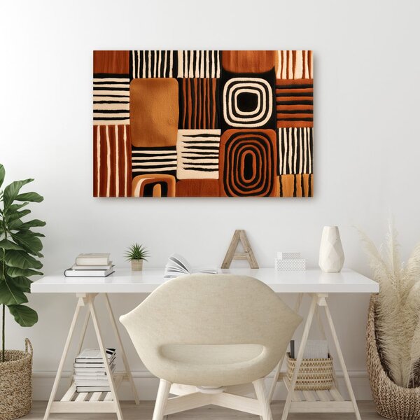 Quadro su tela – Linee etniche astratte nei toni della terra