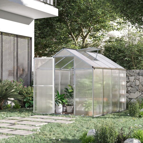 Serra da Giardino per Piante con Tetto Apribile e Porta Scorrevole Trasparente 242x190x195 cm