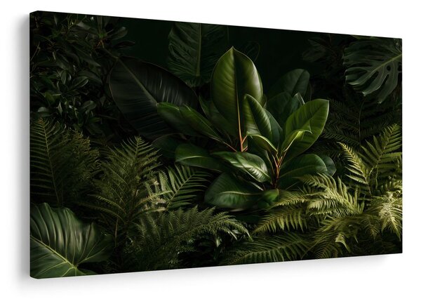Quadro su tela – Foglie tropicali nella penombra