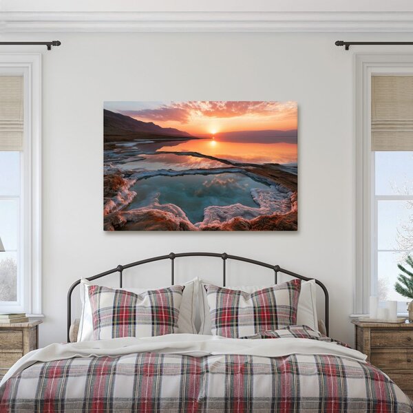 Quadro su tela – Tramonto rosa sul lago salato