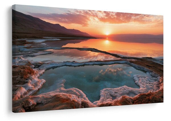 Quadro su tela – Tramonto rosa sul lago salato