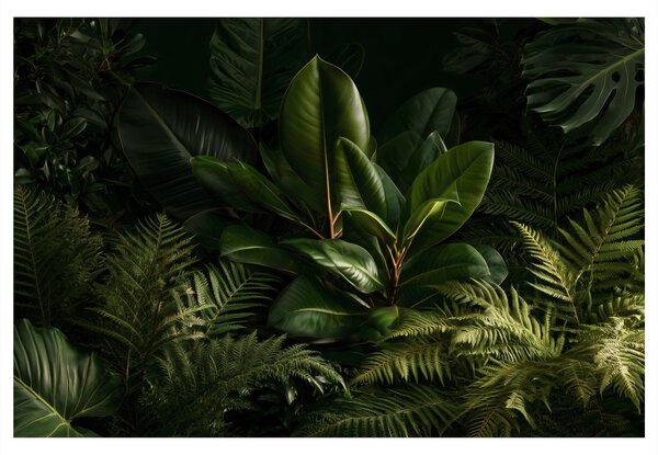 Quadro su tela – Foglie tropicali nella penombra
